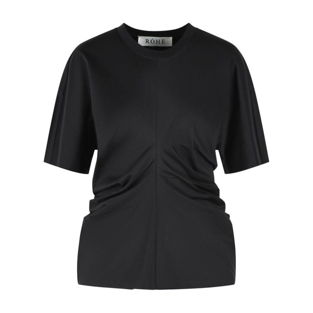 Róhe Draped T-Shirt In Black Cotton Blend Women